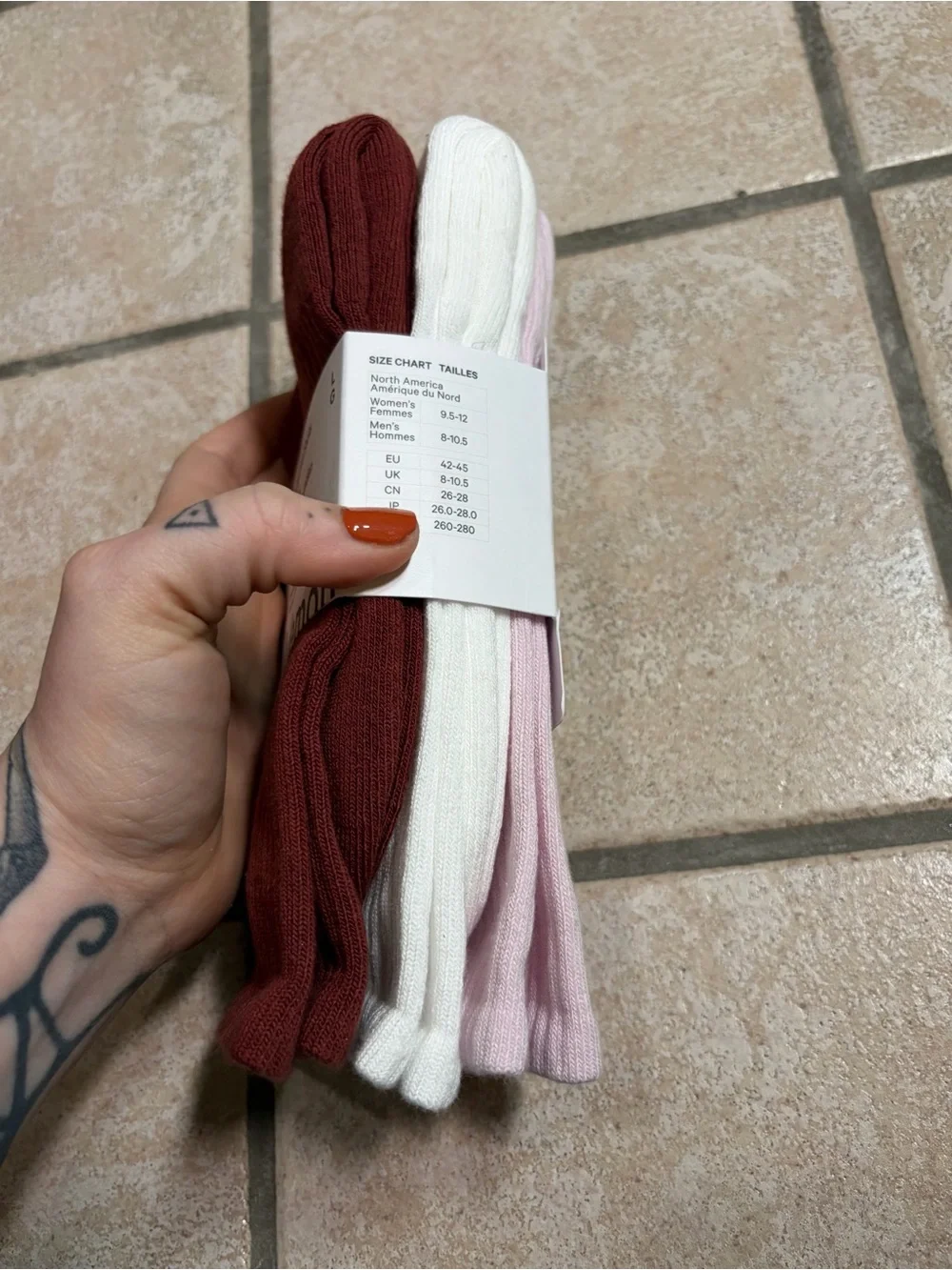 NWT Lululemon Daily Essential Socks *3 Pack Crew Length (Rockwood/White/Pink) L
